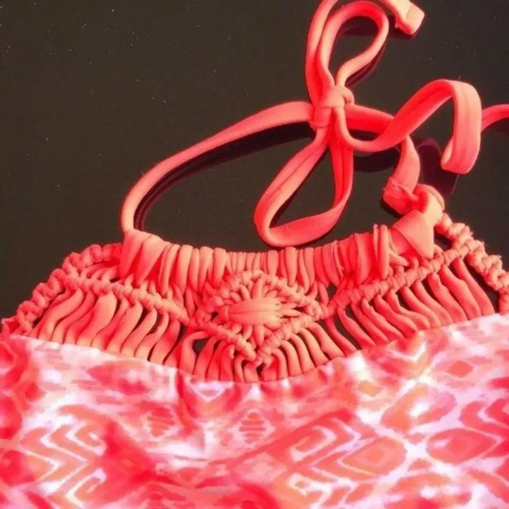 Justice Girl’s Coral Orange Tankini Bathing‎ Suit Top Size 10